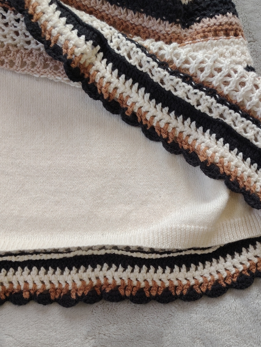 American Eagle White and Brown Striped Crocheted Knit Sundress Size Large New - Picture 5 of 12